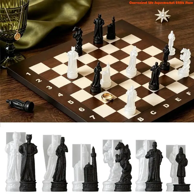E06E Epoxy Craft Mold with Chess Theme for Display and Gift Projects