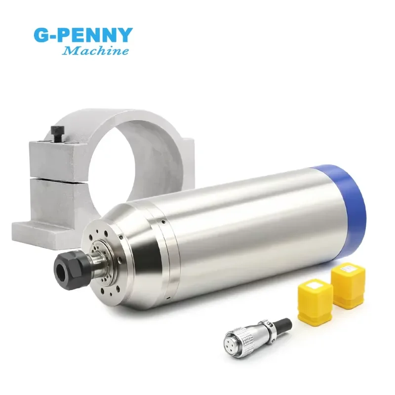 Шпиндельный двигатель G-Penny 3.7 кВт ER20 D100 220В/380В с водяным охлаждением, пулевидный, с кронштейном 100 мм, 400 Гц, 24000 об/мин, 2-полюсный, 4 шт.