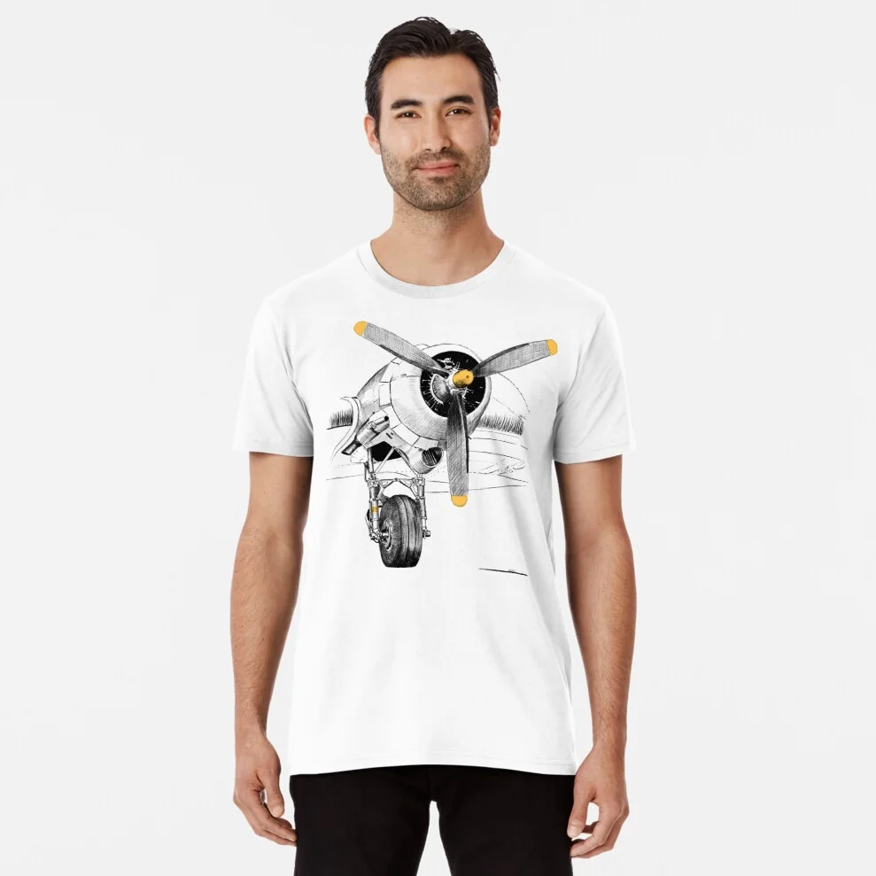 

Propeller-driven Airliner Motor DC-3 Engine T Shirt. New 100% Cotton Short Sleeve O-Neck Casual T-shirts Loose Top Size S-3XL