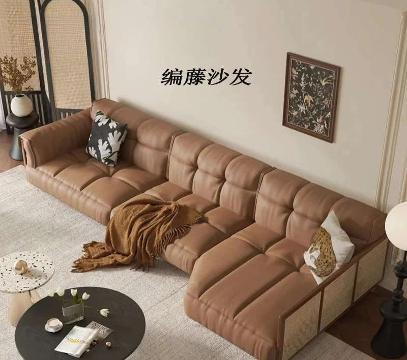 French retro style, cloud combination sofa, living room home use, rattan concubine sofa