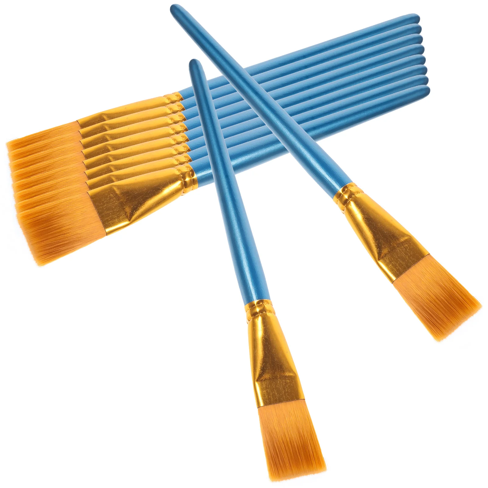 

10pcs Children Painting Brushes Watercolor Art Supplies Nylon Paintbrush Set Blue Gold H Student Use Art Tools