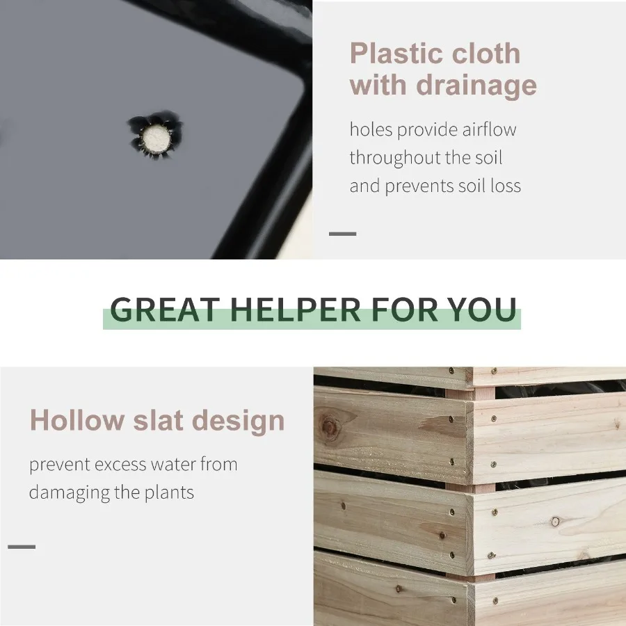 4 قطعة في الهواء الطلق خشبية أثار صندوق زراعة عدة مرتفعة حديقة سرير للنباتات الزهور الخضروات الفواكه DIY بها بنفسك أثار سرير حديقة Nat #5