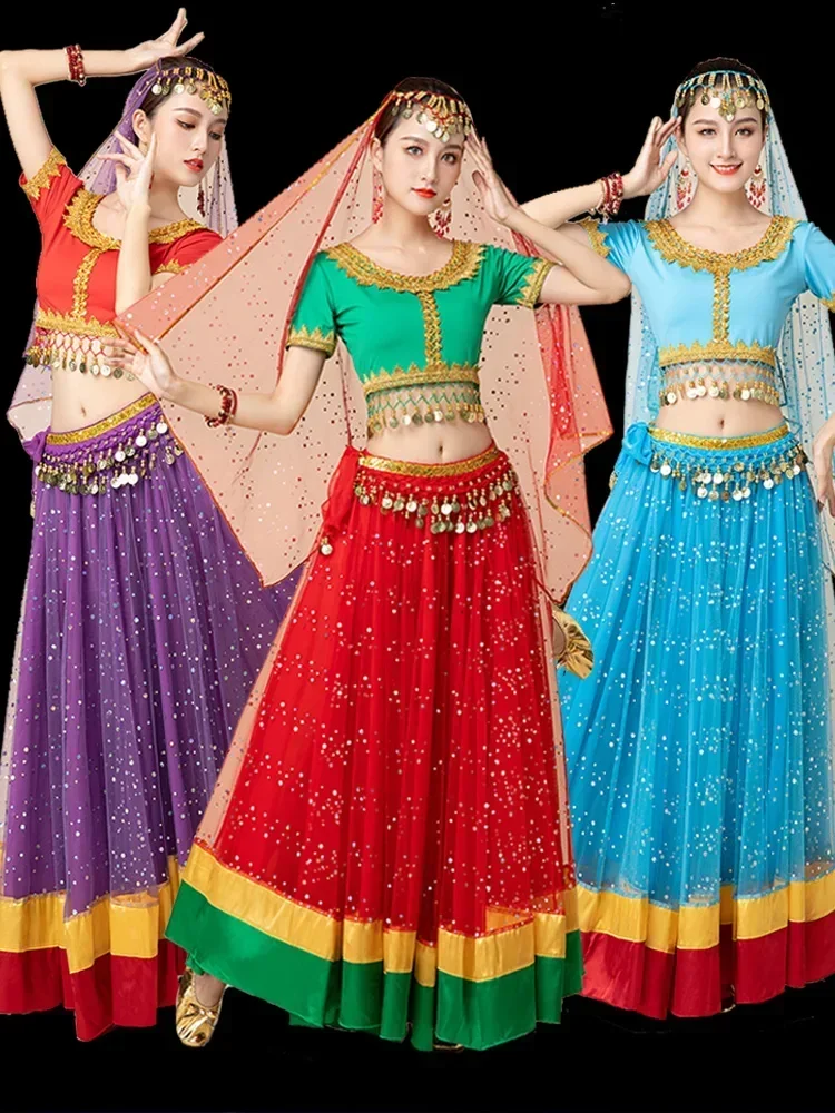 Exotic Western Region Dance Girl Belly Annual Party Group Dance Costume Set of Five Pieces