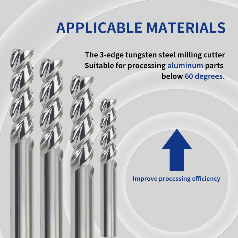 1PC mühle aluminium 4mm 6mm 8mm 10mm 12mm 16mm Ende Mühle HRC60 3 flöte Wolfram Hartmetall Fräser Schaftfräser Werkzeug für