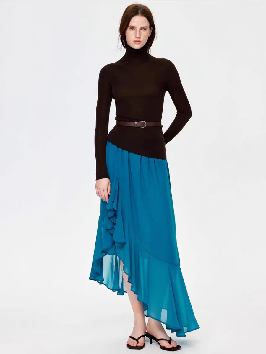 

Chiffon Skirts for Women Beach Irregular Black Woman Low Waist Skirt Premium Y2k Clothing Trend Summer Casual Vintage Long Skirt