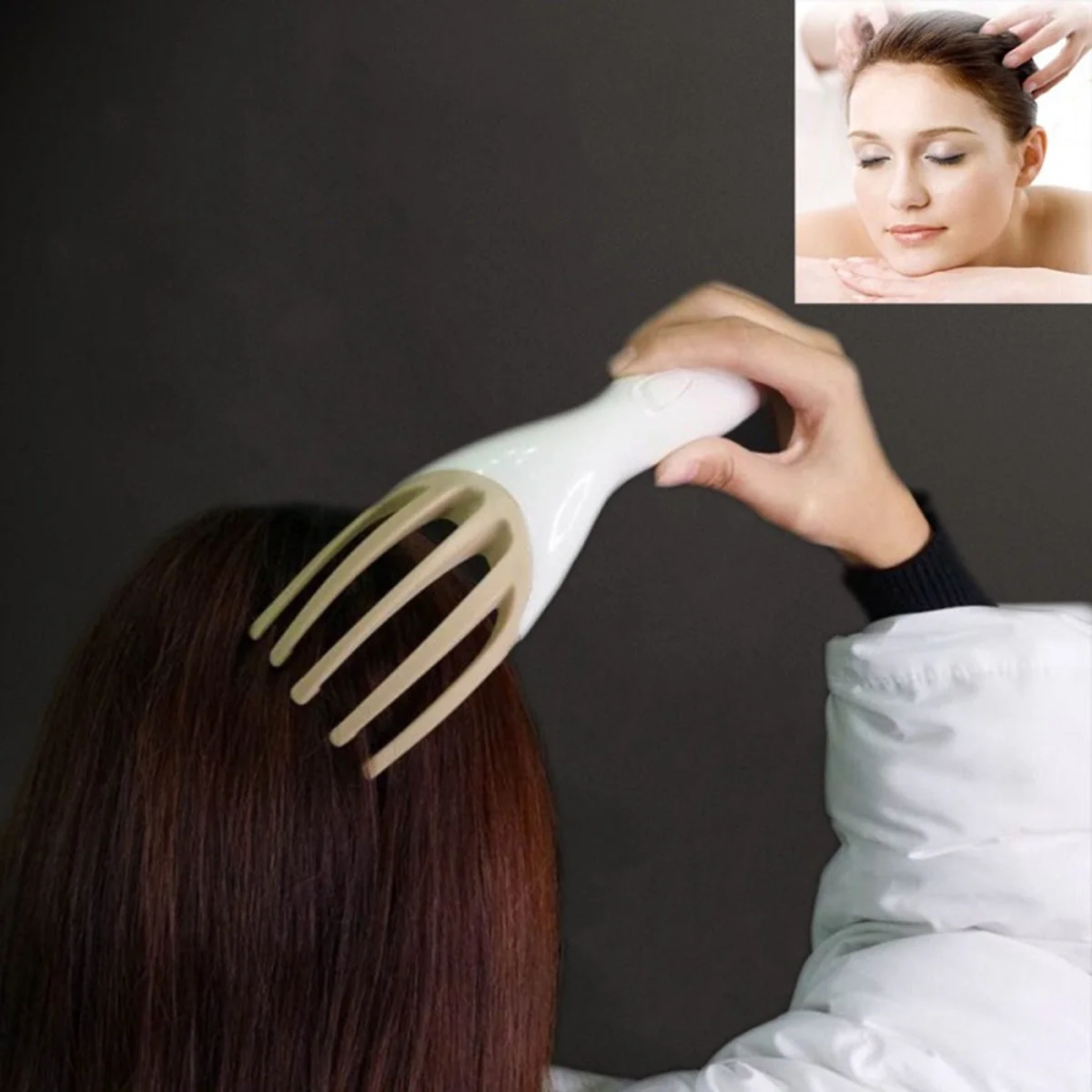 

White Electric Five Claw Head Massager Rechargeable Portable Scalp Massager Deep Relaxation Stress Relief Tool