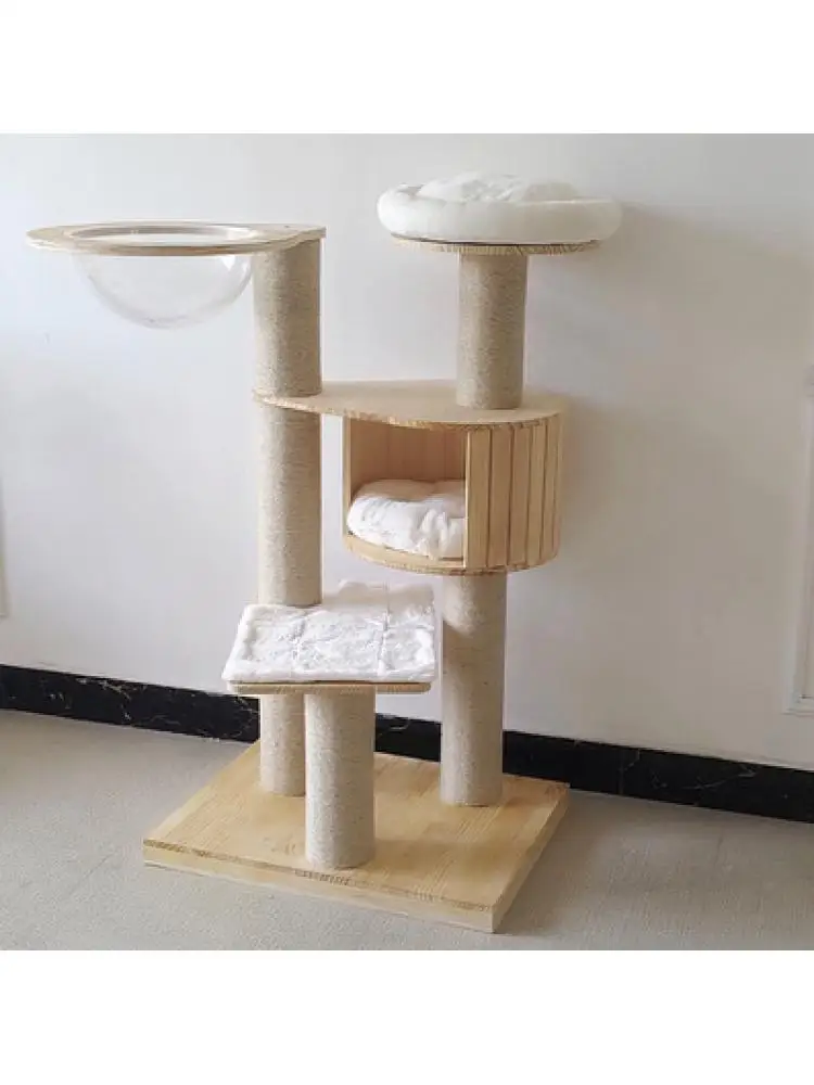 

Solid Wood Sisal Cat Climbing Frame, Large Cat Tree, Litter Cat Scratcher, Integrated Platform, Toy