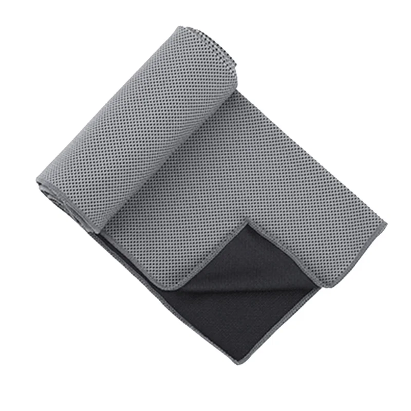 Ice Silk Towel Sports Instant Cooling Ice Towel Portable Outdoor Travel Fitness Running Swim Towel Silicone Bag Gray