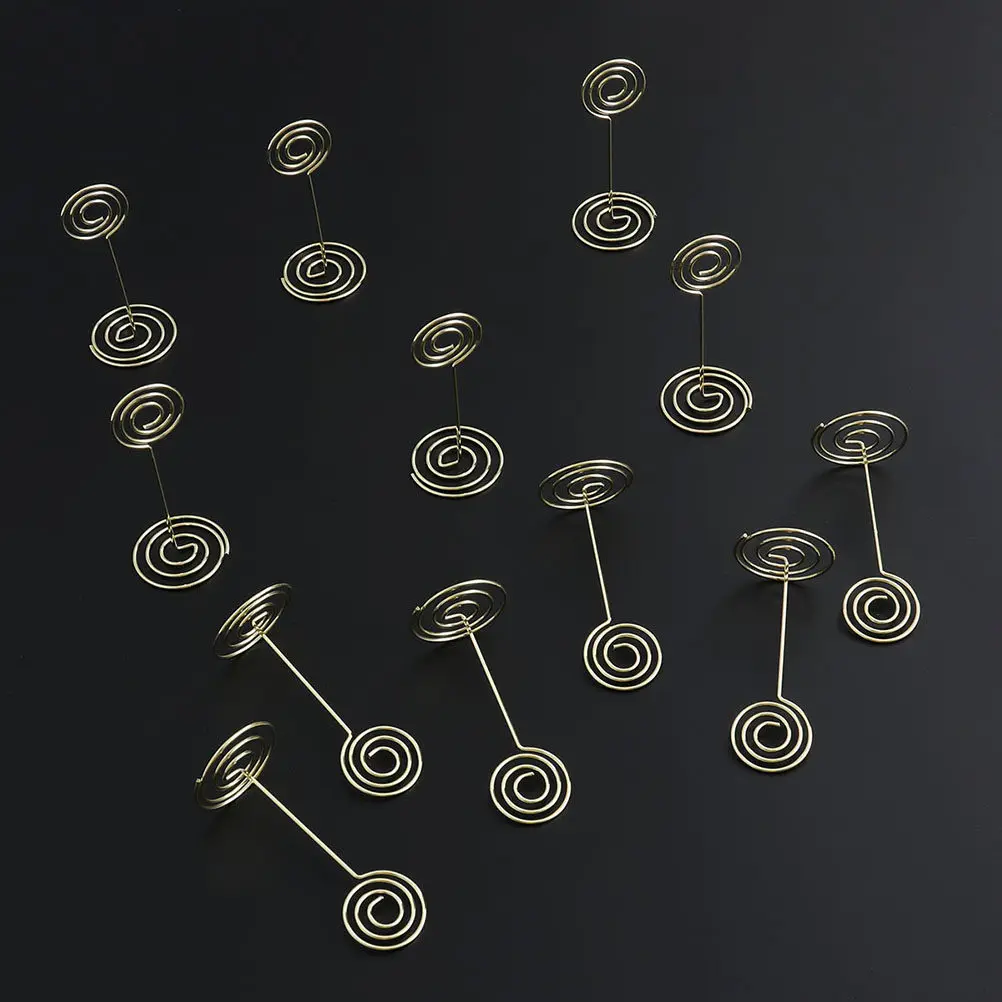 24Pcs Round Spiral Base Metal Photo Holder Clips Table Number Stand for Wedding Birthday Party Menu Card Display Desktop