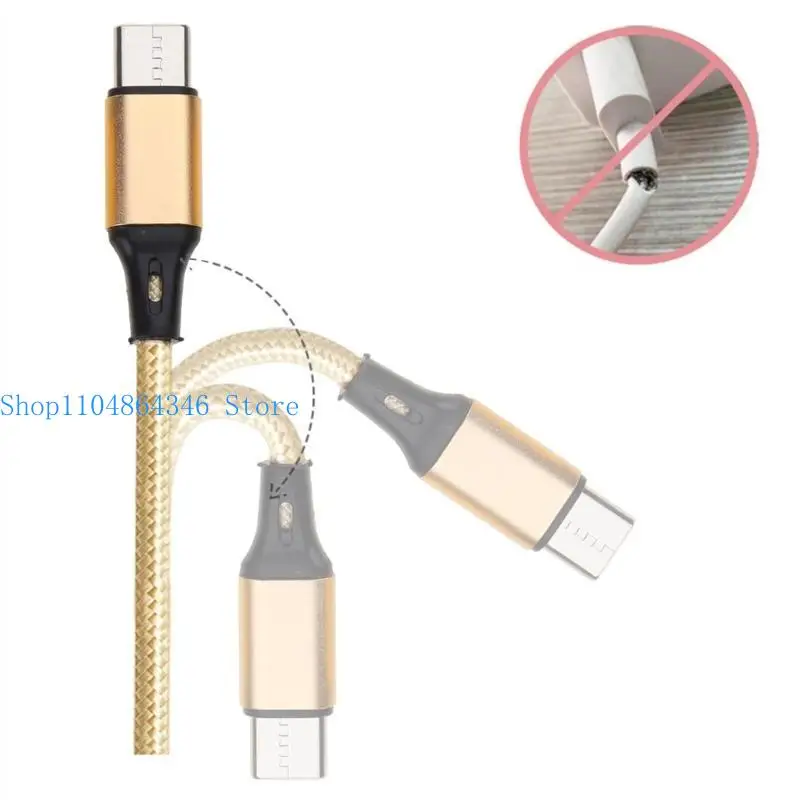 652F USB Charging Cable Nylon Braided Type C Micro USB 3 in1 Multi Cable