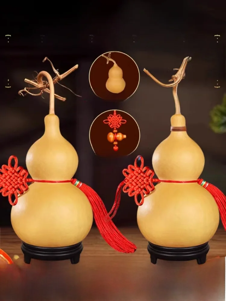 Large Natural Gourd Ornament Wealth Attracting Living Room Decoration Car Entrance Special Opening Lucky Knot Handmade Craft