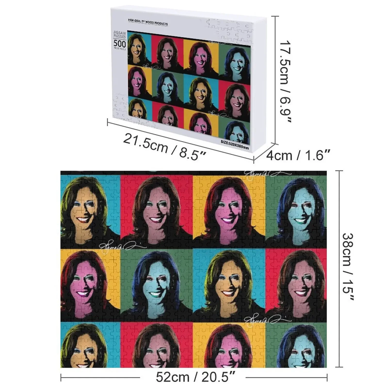 KAMALA HARRIS Pop Art Retrato Quebra-cabeça Quebra-cabeça de madeira para adultos Escala Motores Quebra-cabeça de animais de madeira