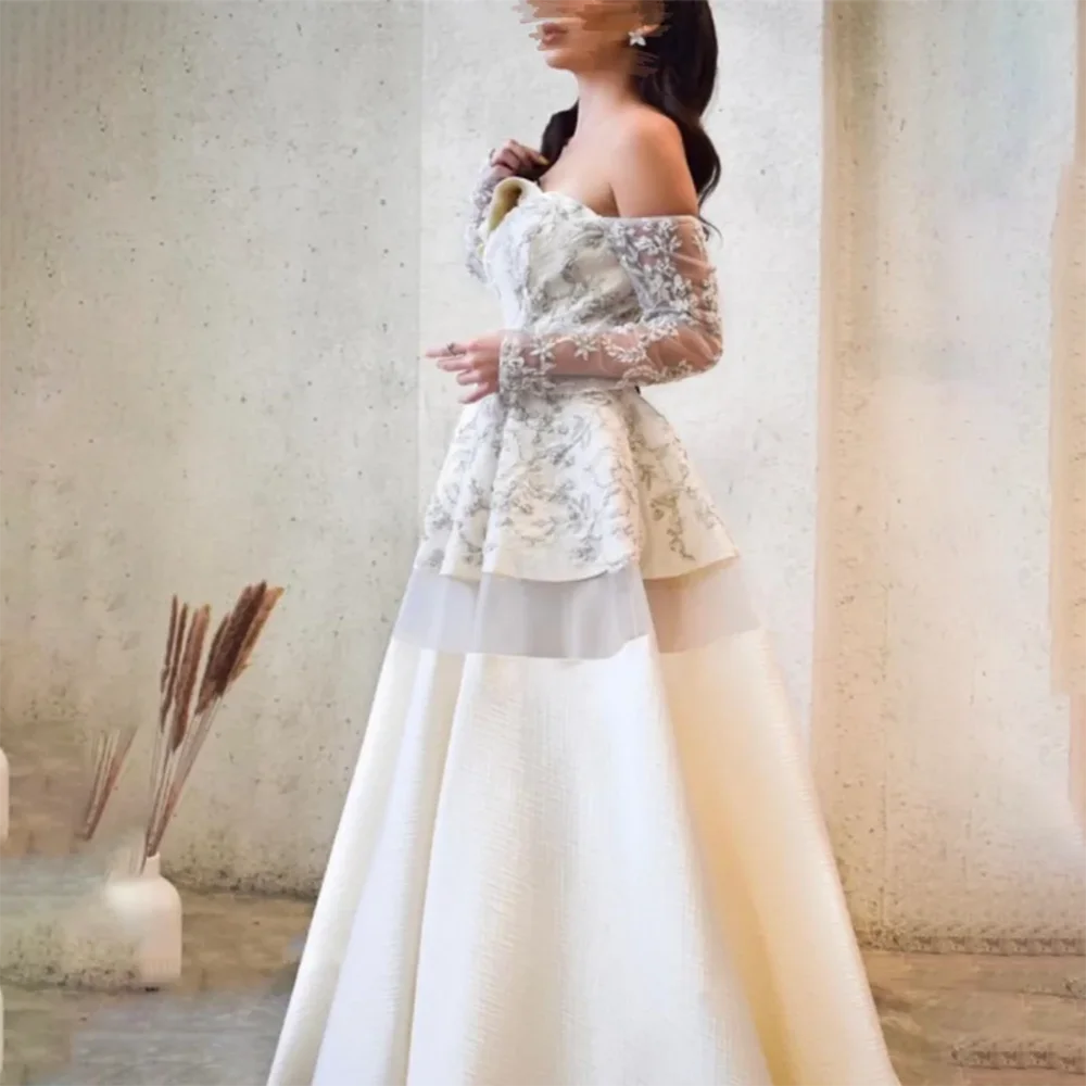 Customized Jersey Beading Draped Pleat Off-shoulder Wedding Party A-line Bespoke Occasion Gown