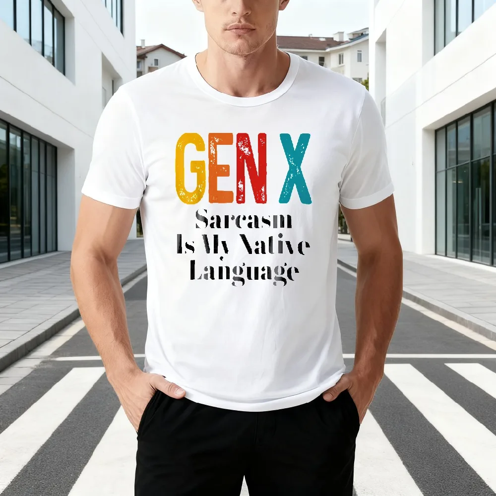 Gen X Graphic T Shirt Sarcasm Is My Native Language Vintage Distressed Color Text Print Unisex Short Sleeve Tee