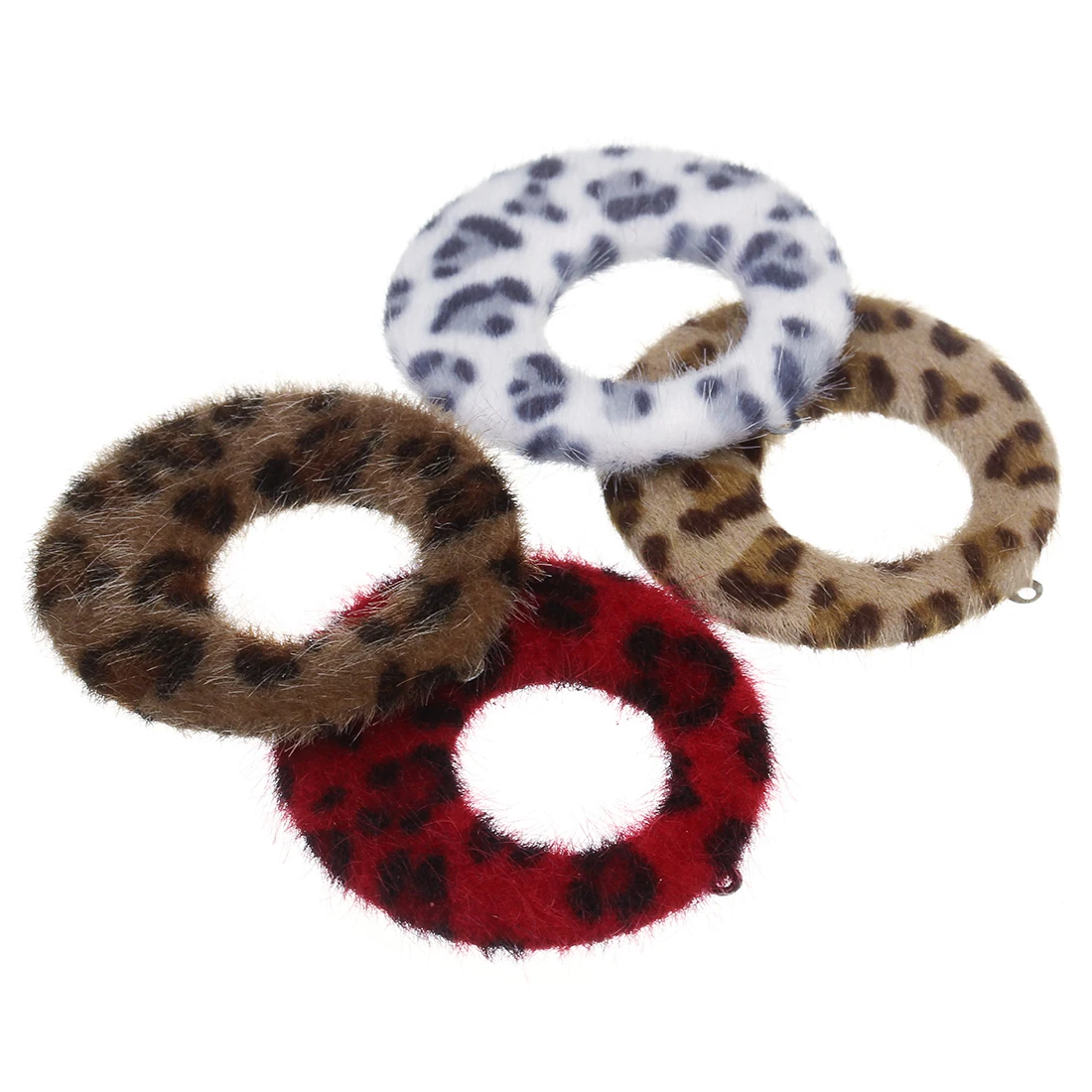 10pcs/lot Leopard Print Plush Pendant Round Punk Pendant For Jewelry Making Fashion Retro Earrings Necklace DIY Accessories