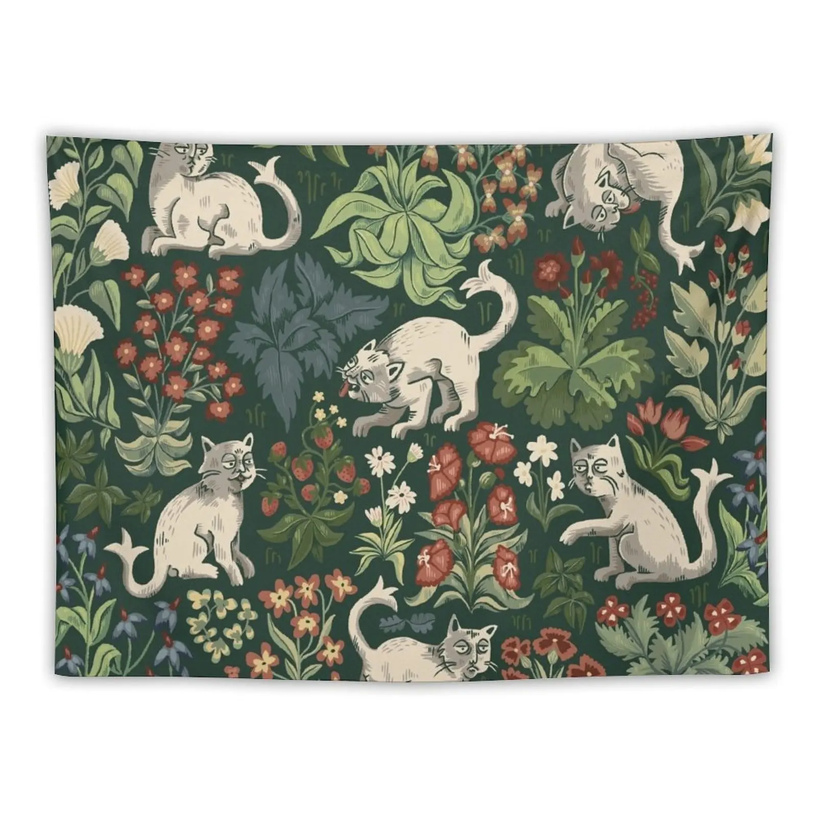 

Ugly Medieval Cats Millefleur Tapestry Carpet Wall Bedroom Deco Tapestry