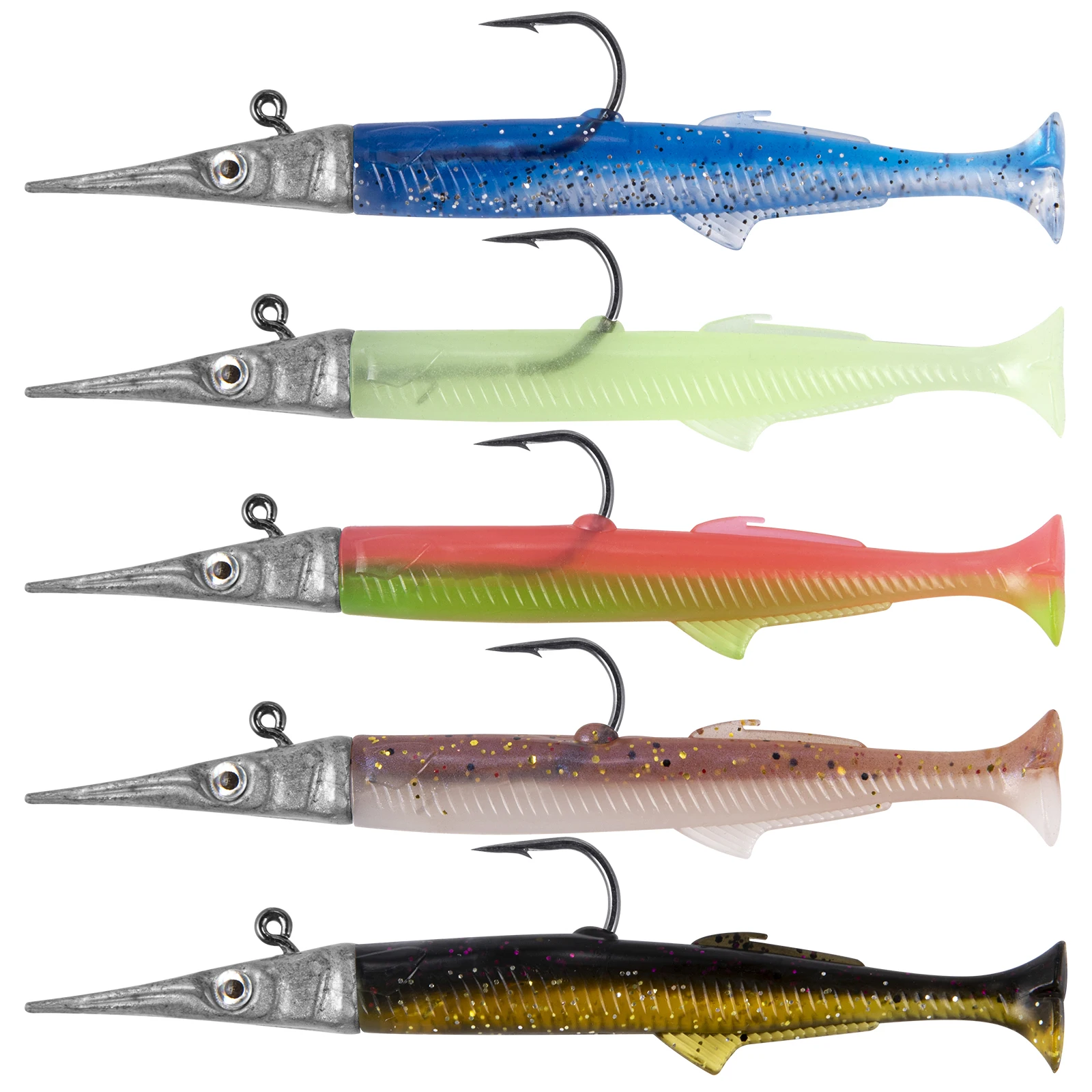 

Sandeel Soft Plastic Fishing Lures 11.5cm/14g Jig Heads with Paddle Tail Minnow for Bass Trout Pike Swimbait Saltwater