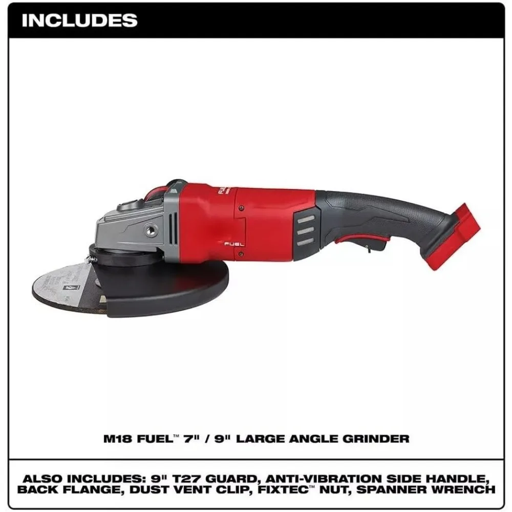 مطحنة زاوية كبيرة 18 فولت ليثيوم أيون 7/9 بوصة مع طاقة 20 أمبير للقطع والطحن عالي التحمل، مثالية للمقاولين والعلاقات العامة #3