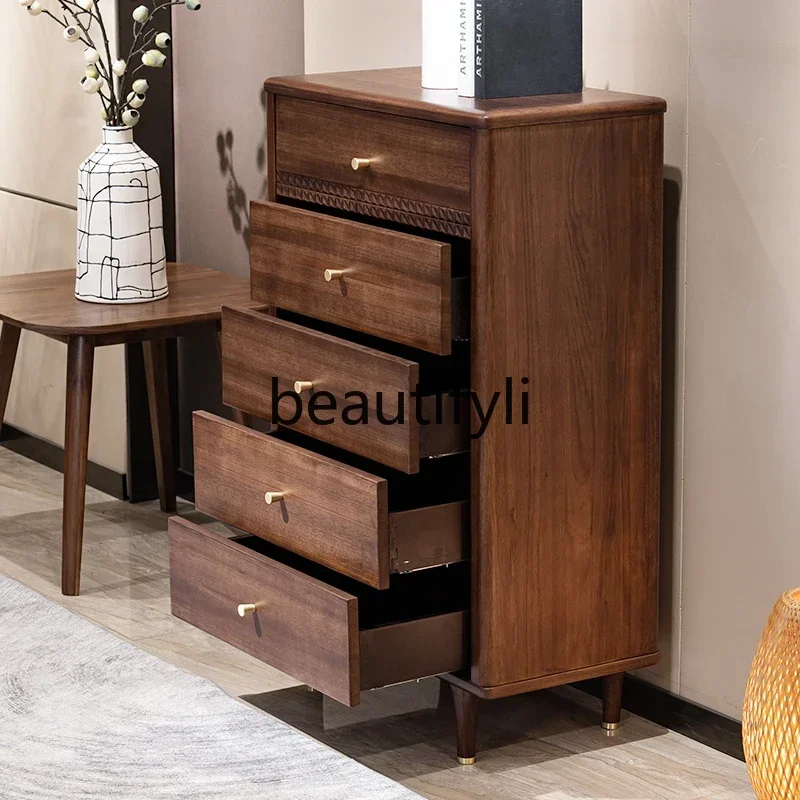 

G Walnut chest medium antique chest combination all solid wood bedside storage locker