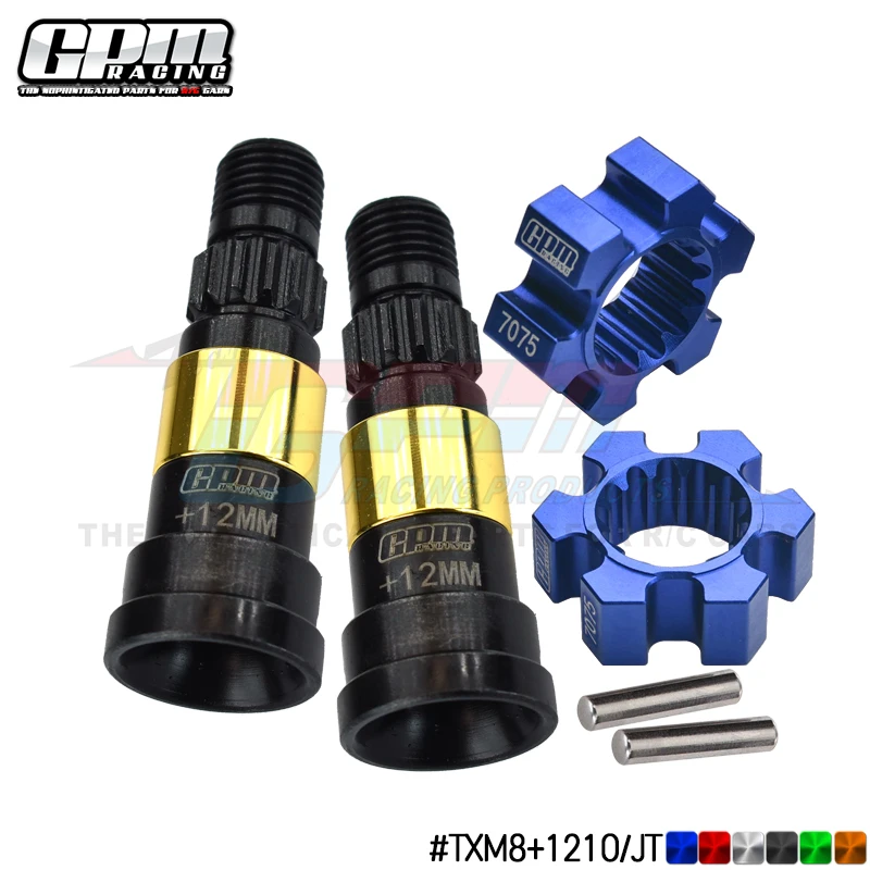 GPM Harden Steel #45 Front/Rear Cvd Joint（+12Mm）+Aluminium 7075-T6 Wheel Hex Hubs For TRAXXAS X-MAXX 8S