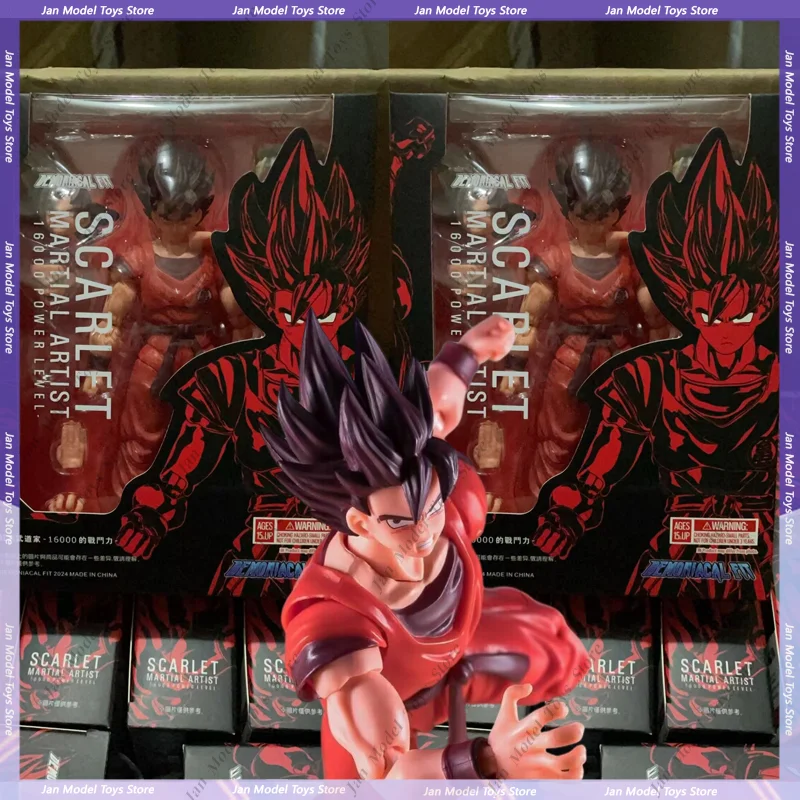 Anime Dragon Ball Z Demoniacal Fit SHF Son Goku Kaio Ken Scarlet Martial Artist 16000 Power Level Action Figure Model Gift Toys