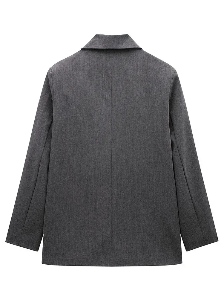Cappotto blazer elegante per le donne Tasche moda Giacche doppiopetto 2025 Nuovo autunno Office Lady Capispalla allentato casual