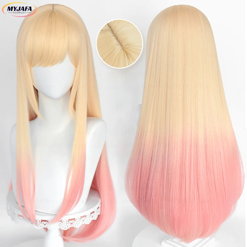 

Парик для косплея Марин Китагава, длинный термостойкий с розовым градиентом, для вечеринки, из аниме, с шапочкой