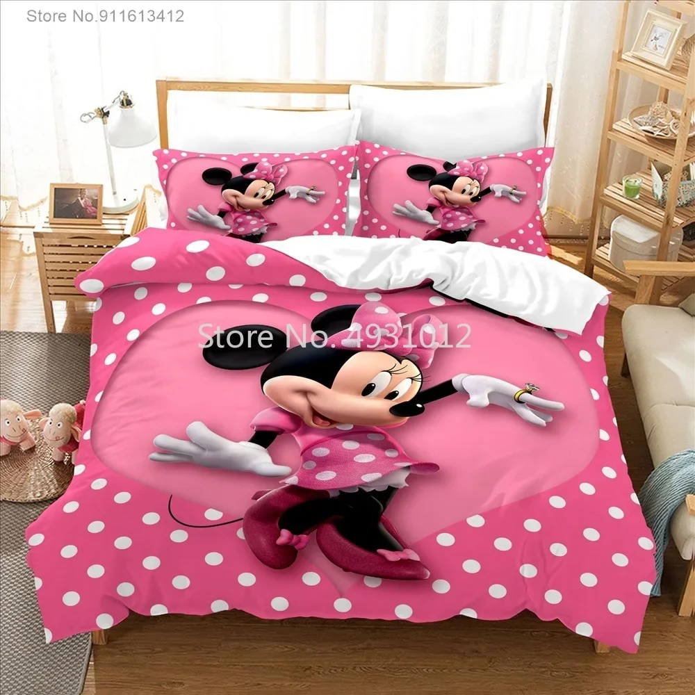 Disney Bedding Sets Mickey Minnie Mouse Princess 3D Print Duvet Cover Cartoon Quilt Cover for Bedroom Decor Bedclothes