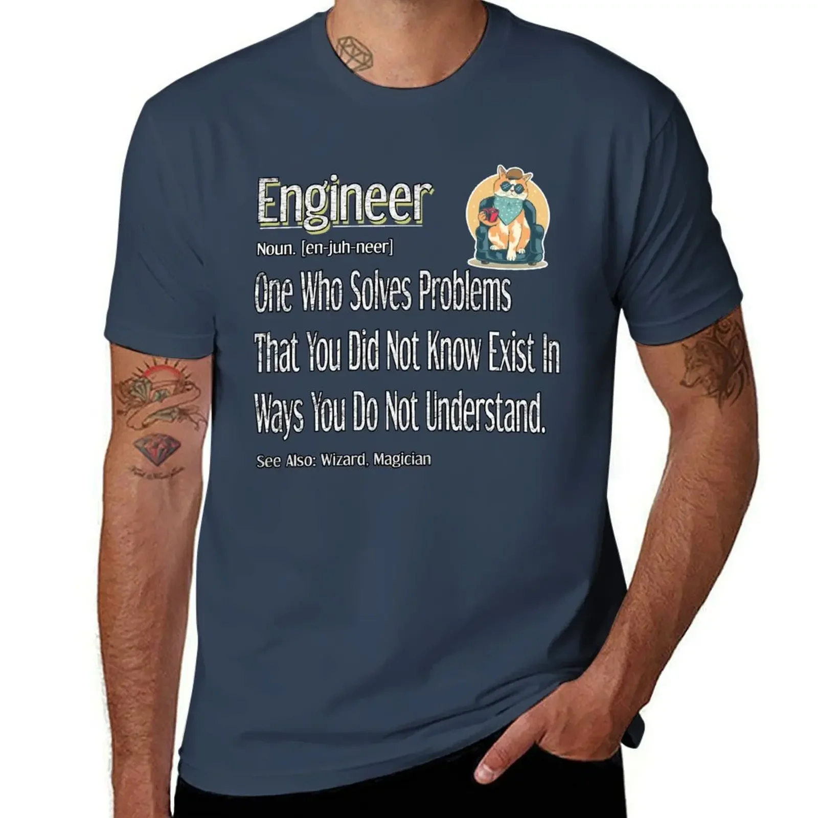 

Funny Engineer Definition Awesome engineering Gift For Cat Lovers T-shirt sublime funny t shirts for men