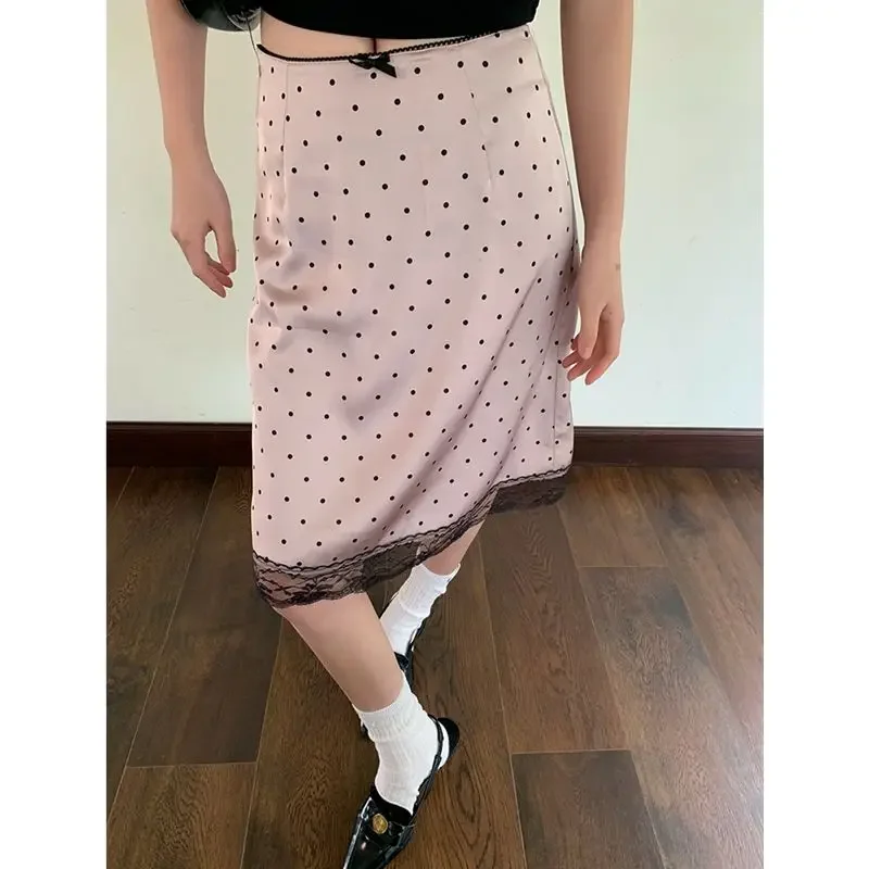 Wedbleser A-line Midi Skirt Women 2025 New Summer Polka Dot Temperament Hip Hugging Slimming French High-end Feeling Skirts