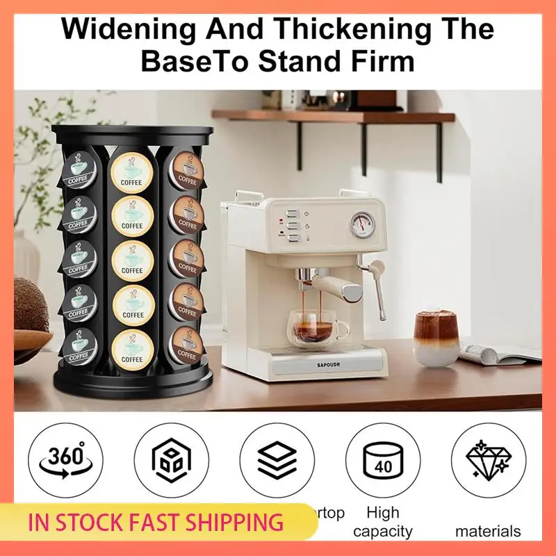 

AA05 Coffee Pod Carousel Organizer: For 40 K Cup Pods, Coffee Capsule Holder, Home Or Office Kitchen Counter