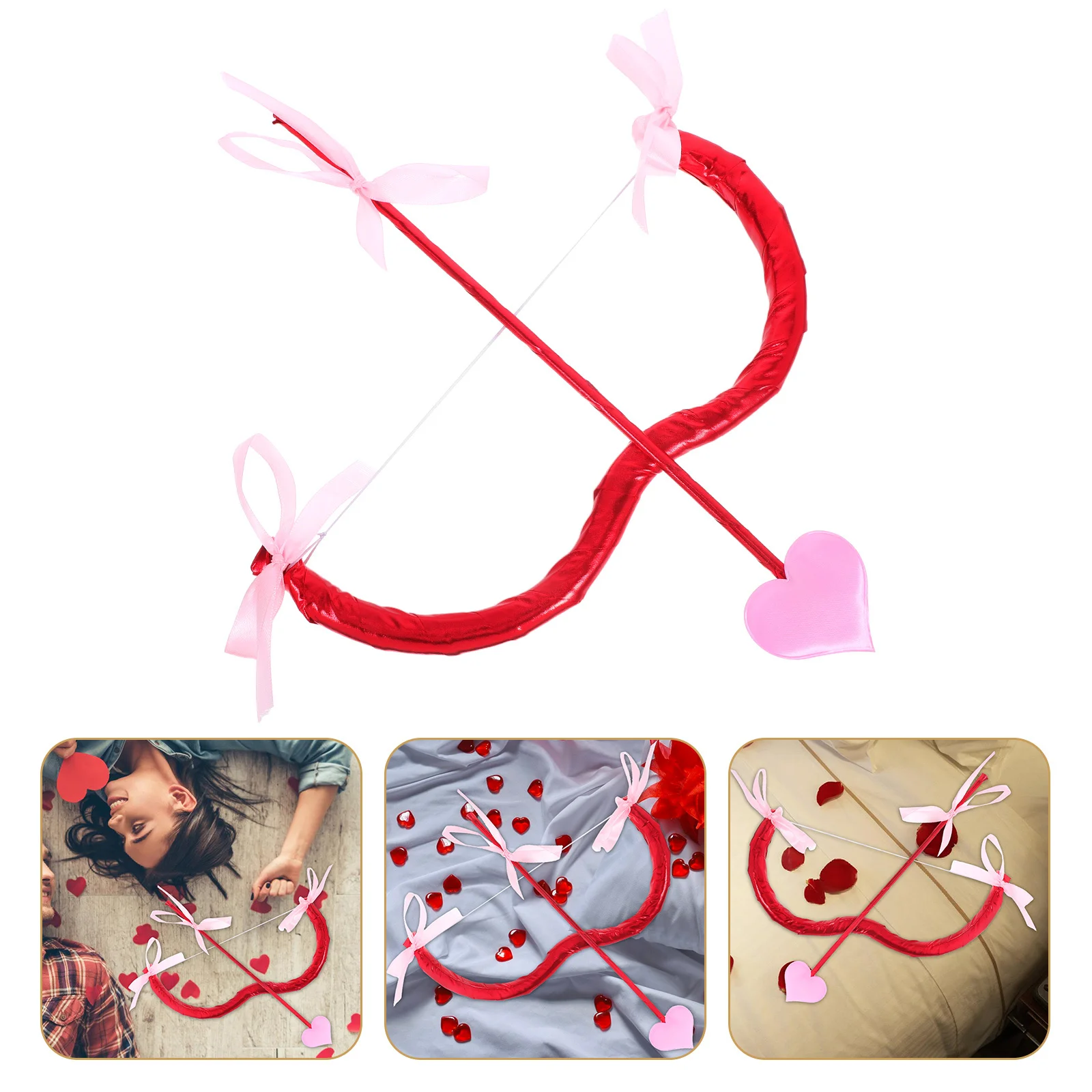 

1Set Cupid Bow Arrow Prop Lightweight Costume Accessories for Valentines Day Party Photo Props Cosplay Role Play Women Kids