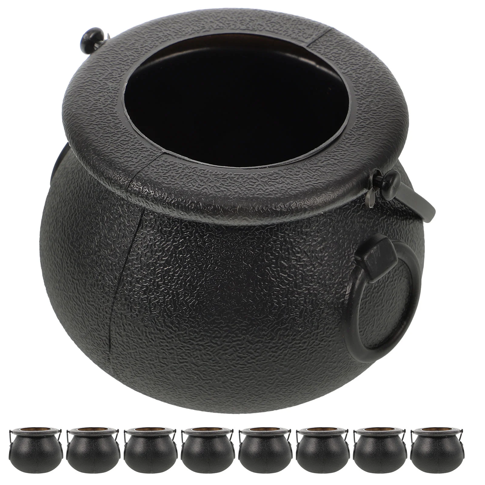 

8 Pcs 5x7cm Candy Jars Kettles Witch Cauldron Handheld Candy Bucket for Halloween Party Hanging Props (Black)