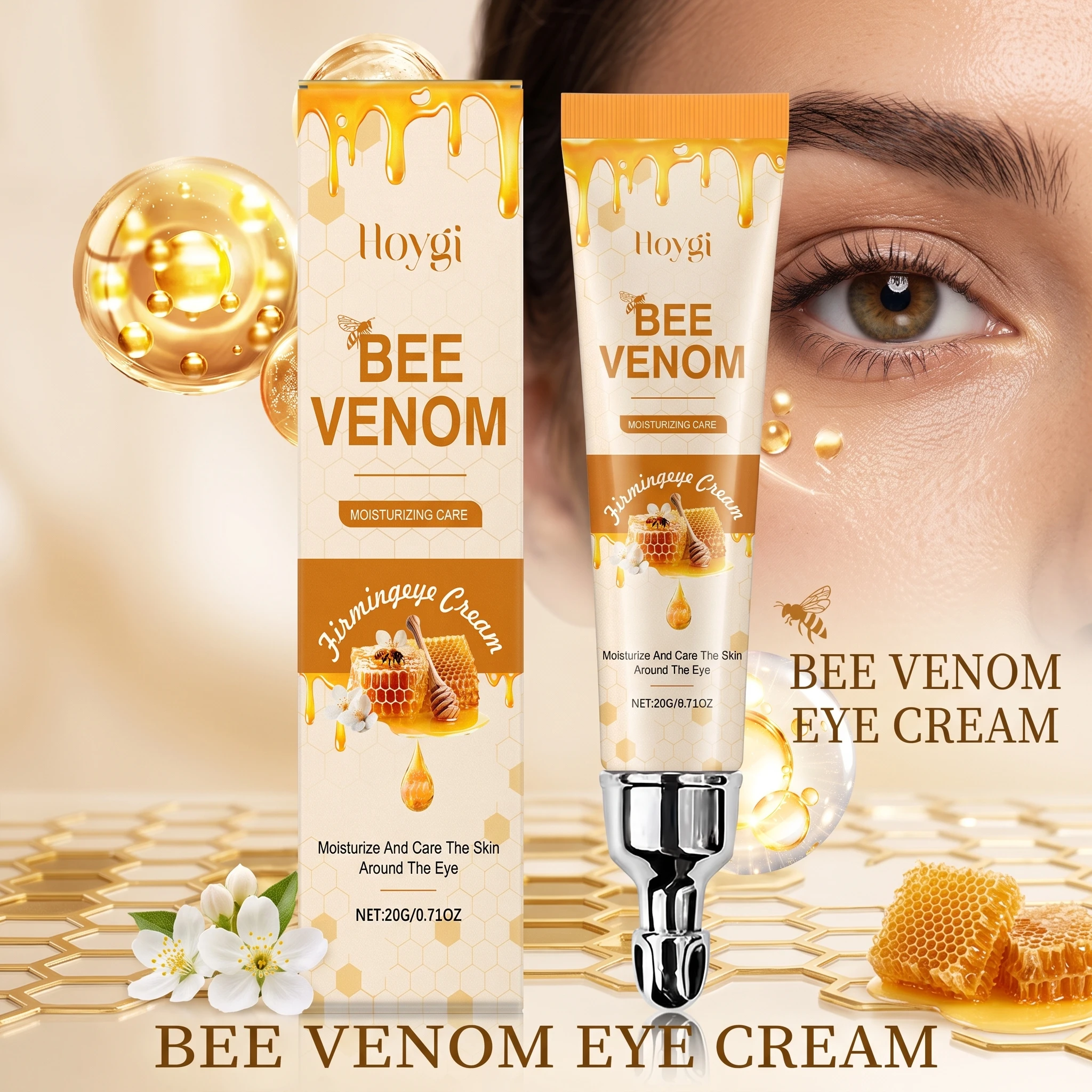 Bee Venom Firming Eye Cream Smoothing Fine Lines Hydrating Fade Under-Eye Dark Spots, Reduce Puffiness Eye Care Moisturizer