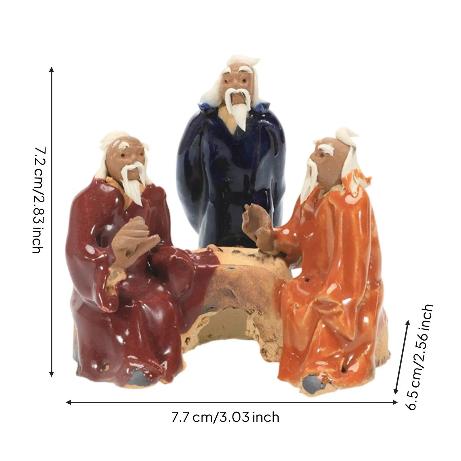 High Temp Fired Ceramic Figurine Old Men Playing Chess for Fish Tank Aquarium Ornament Desk Patio Garden Bonsai Sand Tray