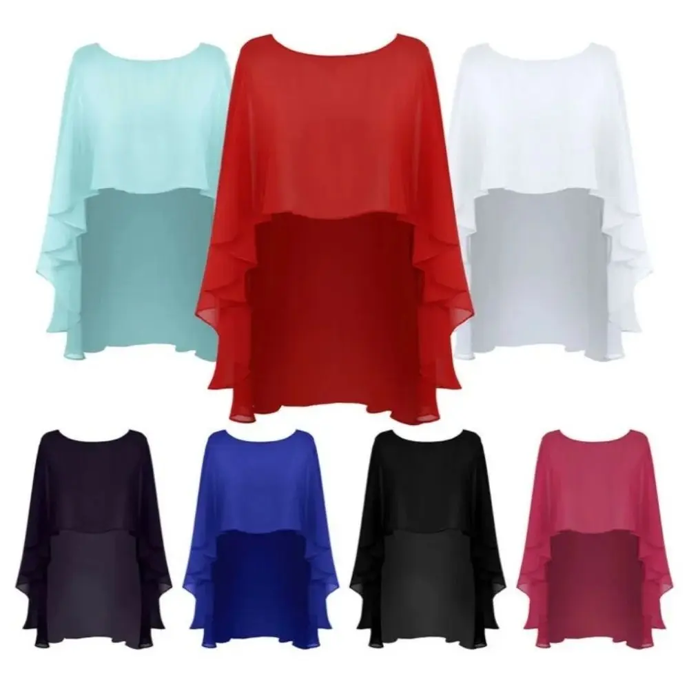 New Fashion Soft Wedding Capes Long Solid Color Wedding Jacket Wraps Chiffon Shrug Womens Ladies