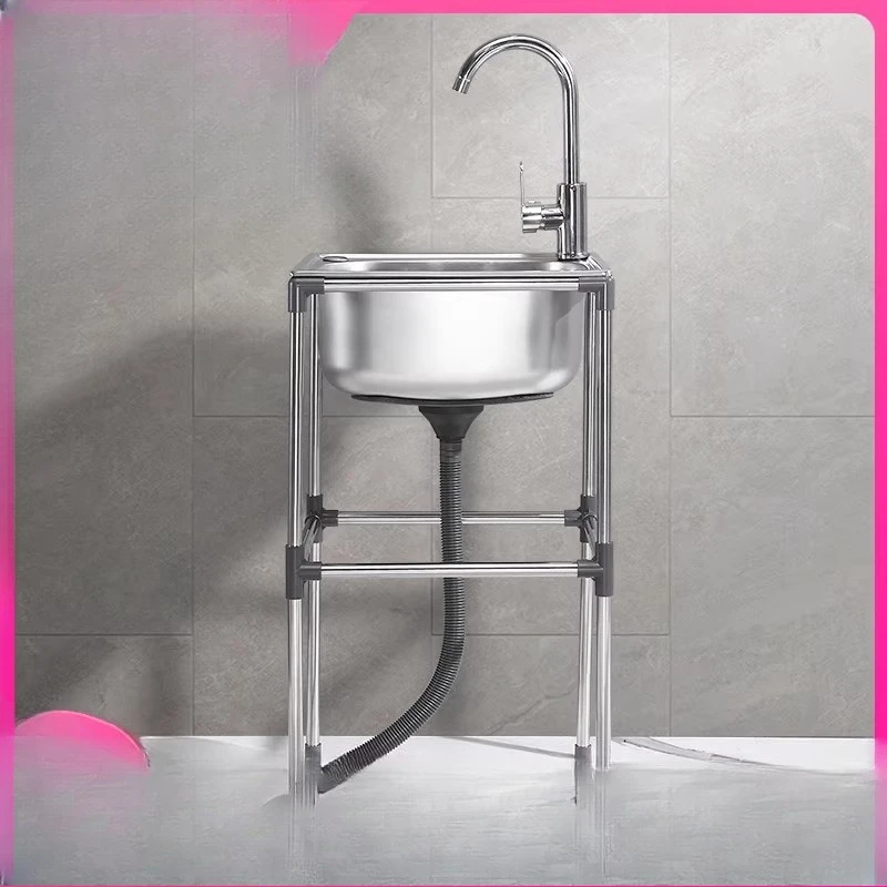 فتحة واحدة مع دعامة، حوض مطبخ، غسالة أطباق، حوض، حوض فردي كبير، رف بسيط.