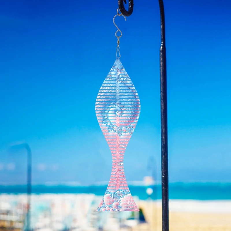Spinner de viento de sublimación en blanco de doble cara 3D, cola de pez, escultura de viento de Metal de aluminio, adornos de jardín