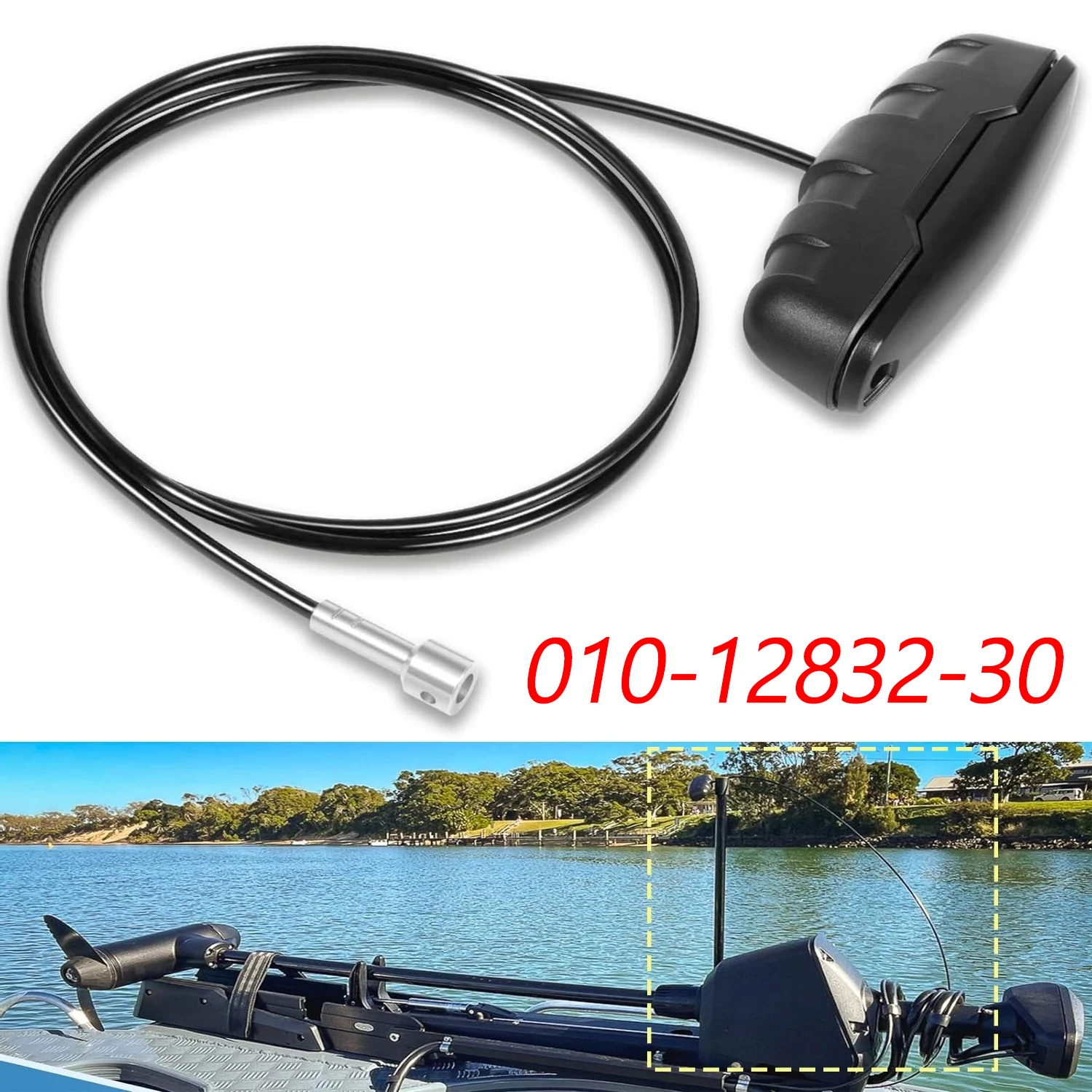 TM 010-12832-30 Heavy-Duty Trolling Motor Handle and Cable Replacement Kit for Garmin, Stainless Steel Lift and Release Cord