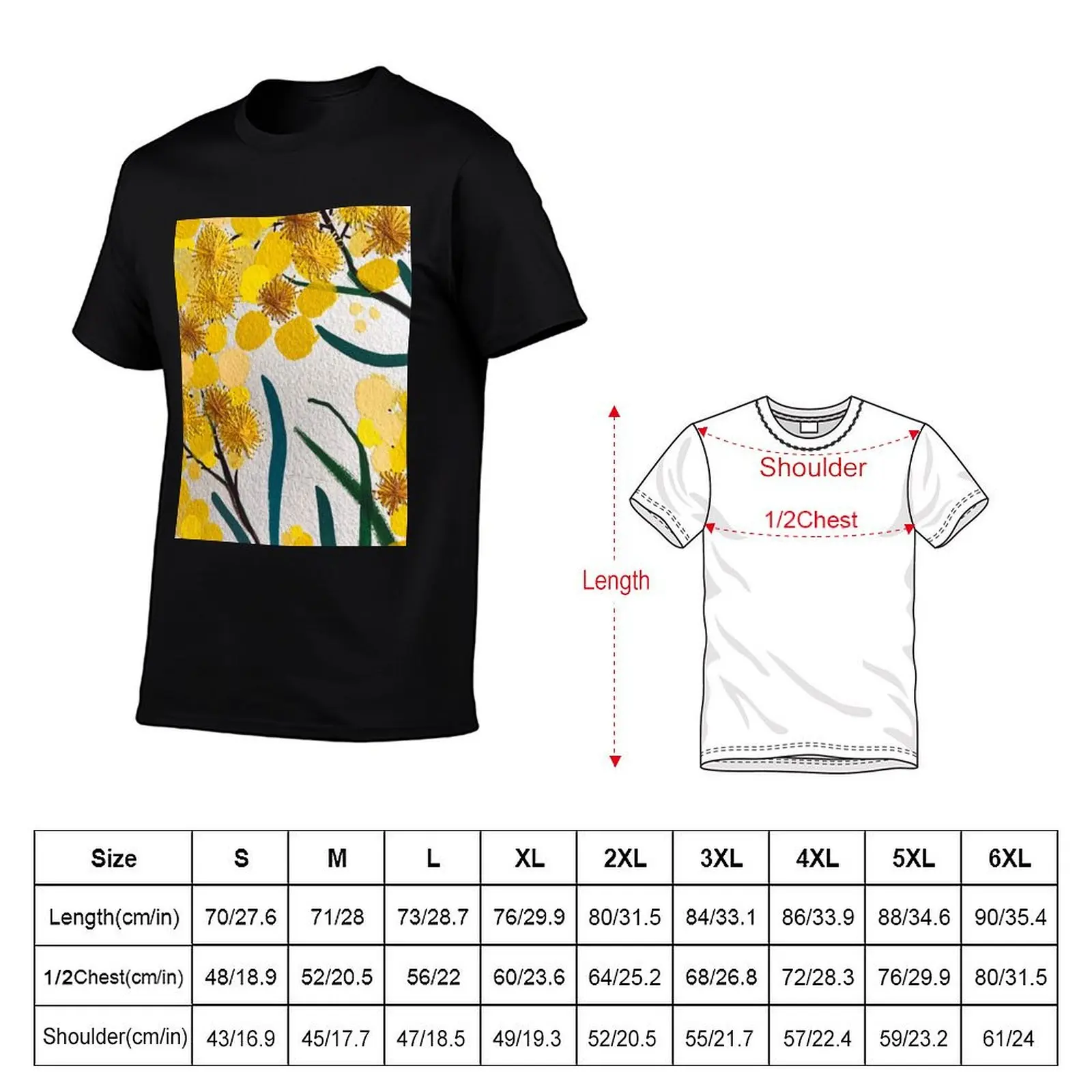 Golden Wattle Flowers by Australian Artist Leah Gay T-Shirt Sporty Breathable Short Sleeve T-Shirt