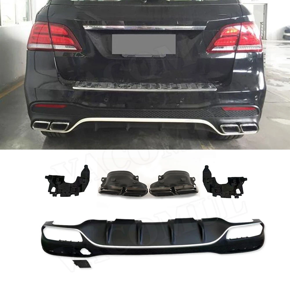 VACOMUL PP Black Rear Bumper Lip Diffuser with Exhaust Tips For Mercedes Benz GLE GLS Class W166 GLE63 AMG SUV 2016 -2018