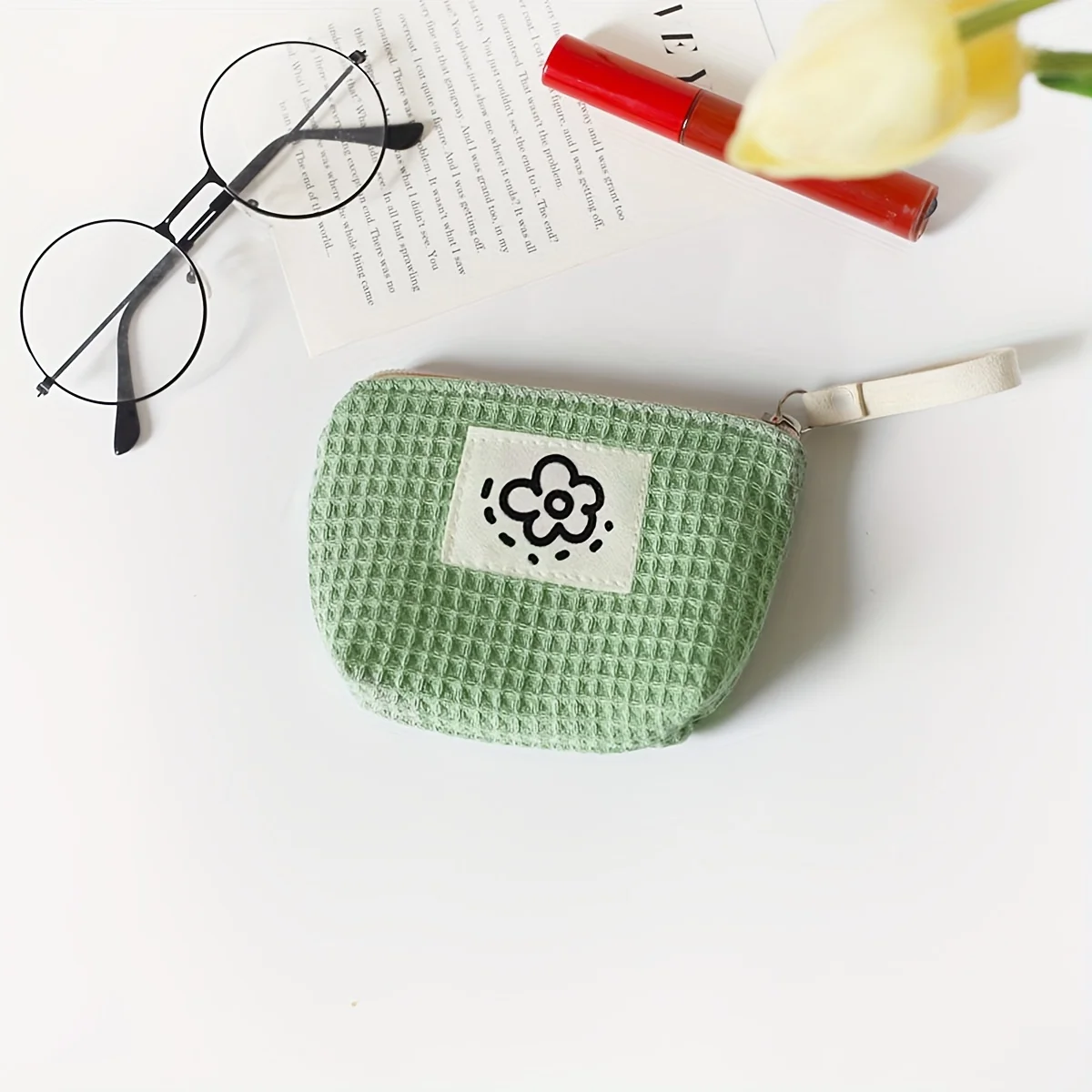 1PC Matcha Green mini cute storage bag, portable sanitary napkin bag, cosmetics storage bag, ladies' coin purse image 2