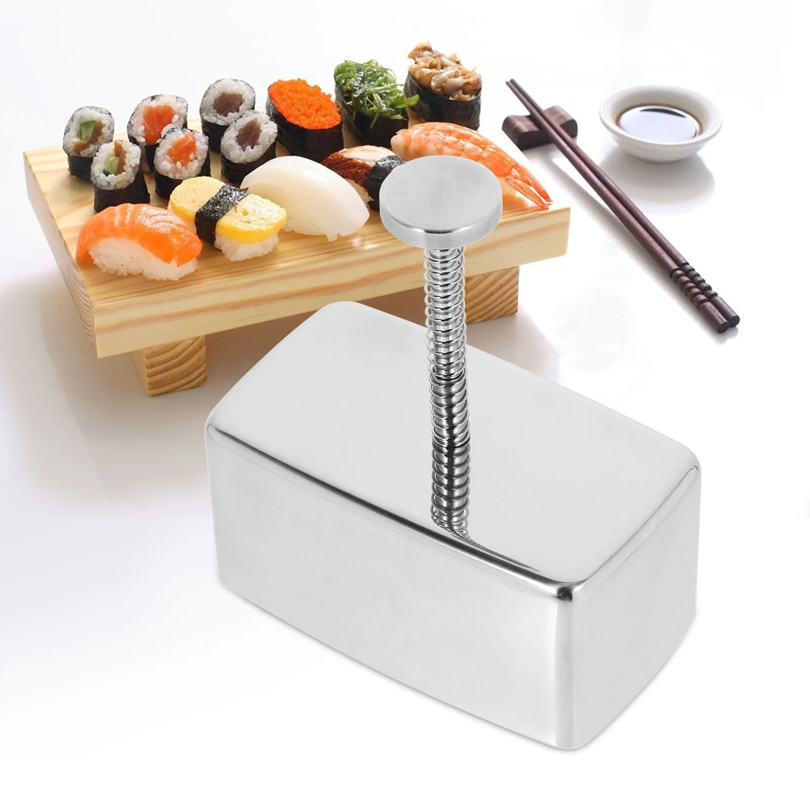 

Stainless Steel Rectangular Rice Ball Mold DIY Sushi Onigiri Maker Kimbap Rice Press Kitchen Supplies Sushi Make Mold