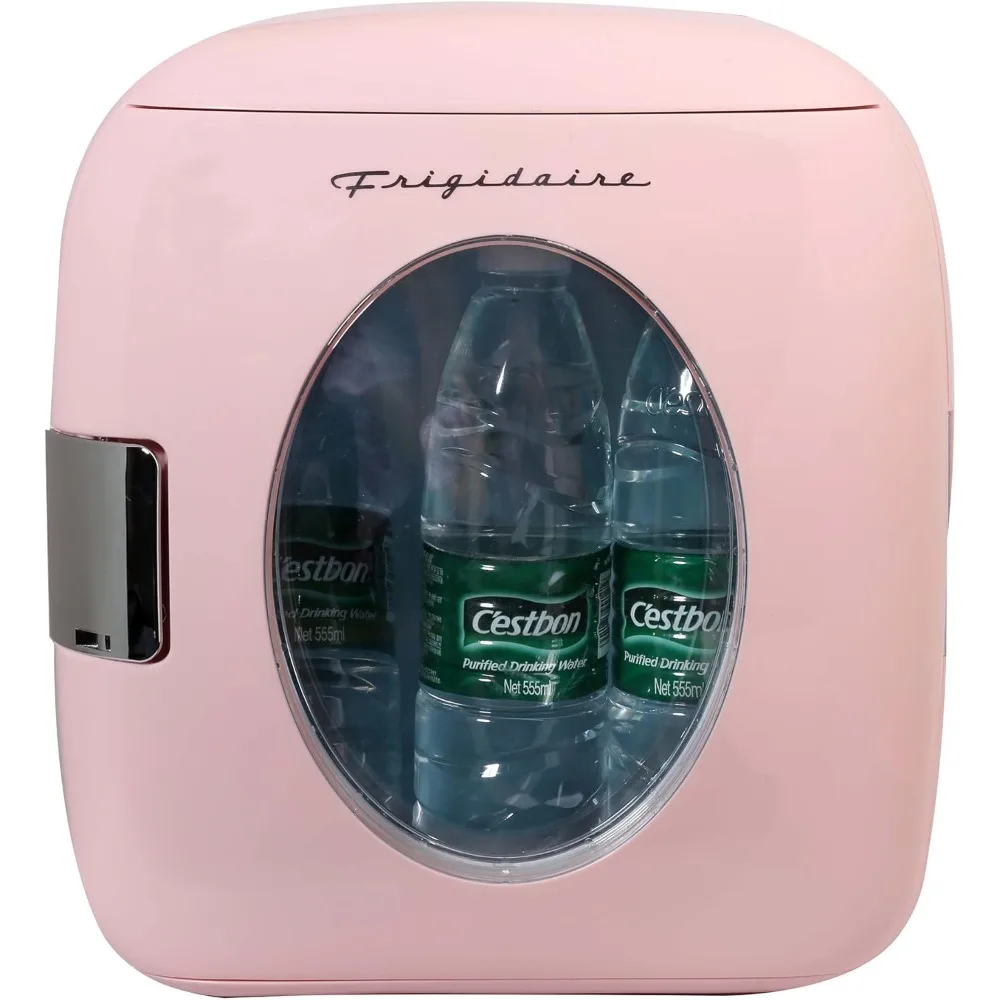 FRIGIDAIRE EFMIS462PINKCP2 Retro 12-Can Mini Personal Fridge Portable Cooler for Car, Office, Bedroom, Dorm Room, or Cabin