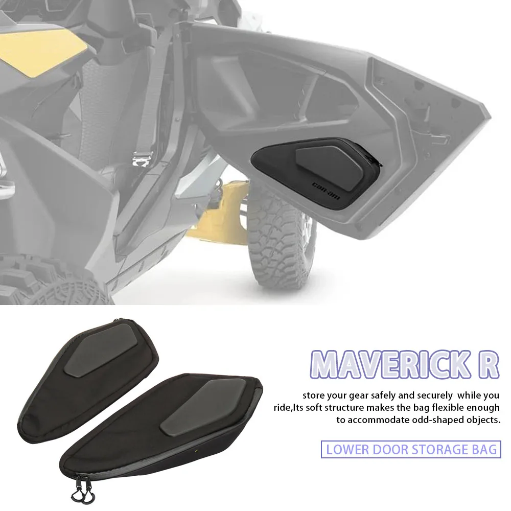 UTV For CAN-AM MAVERICK R Black Side Storage Bag Driver Passenger Lower Door Tool Bags Cushion For Can Am Maverick R