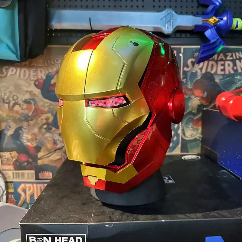 Casco Iron Man MK5 Jarvis Casco eléctrico portátil con apertura y cierre con características de transformación e iluminaciónJuguete para adultos