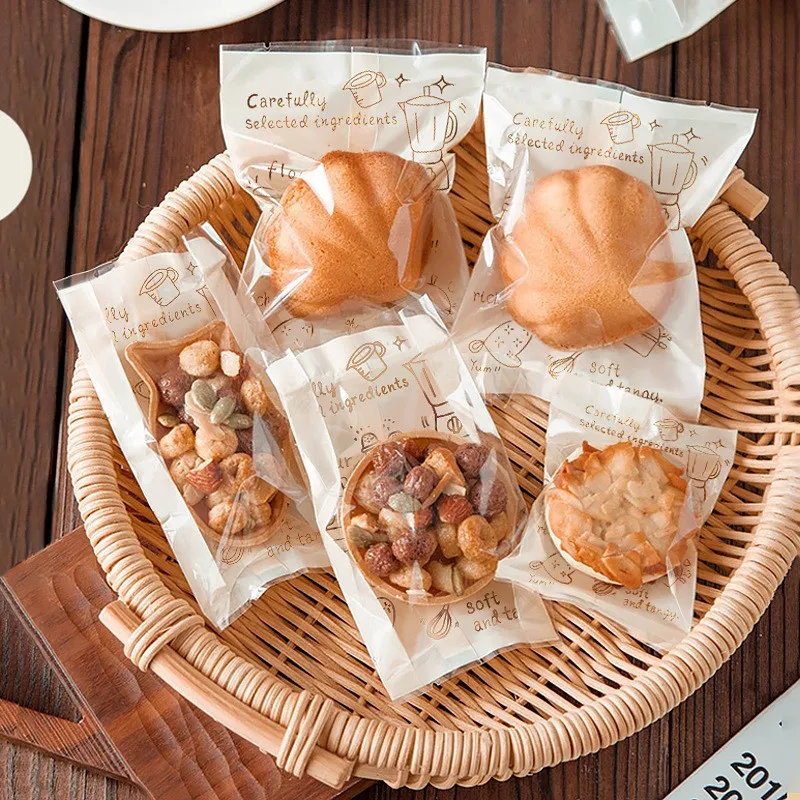 100Pcs 9.5x13.5cm Clear Machine Sealed Bags Snowflake Crispy Baking Nougat Cookies Candy Sugar Packaging