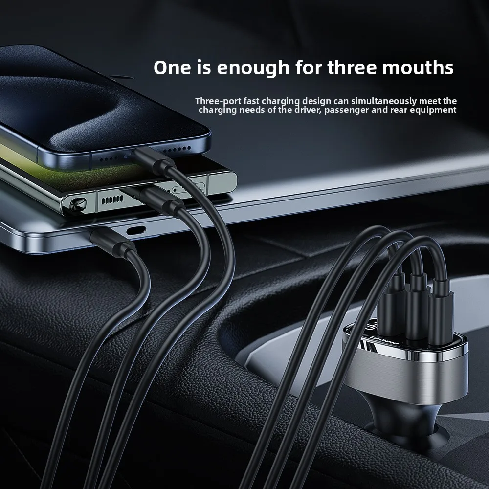 New car charger PD65W buck-up PD45W super fast charging metal digital display car charging notebook