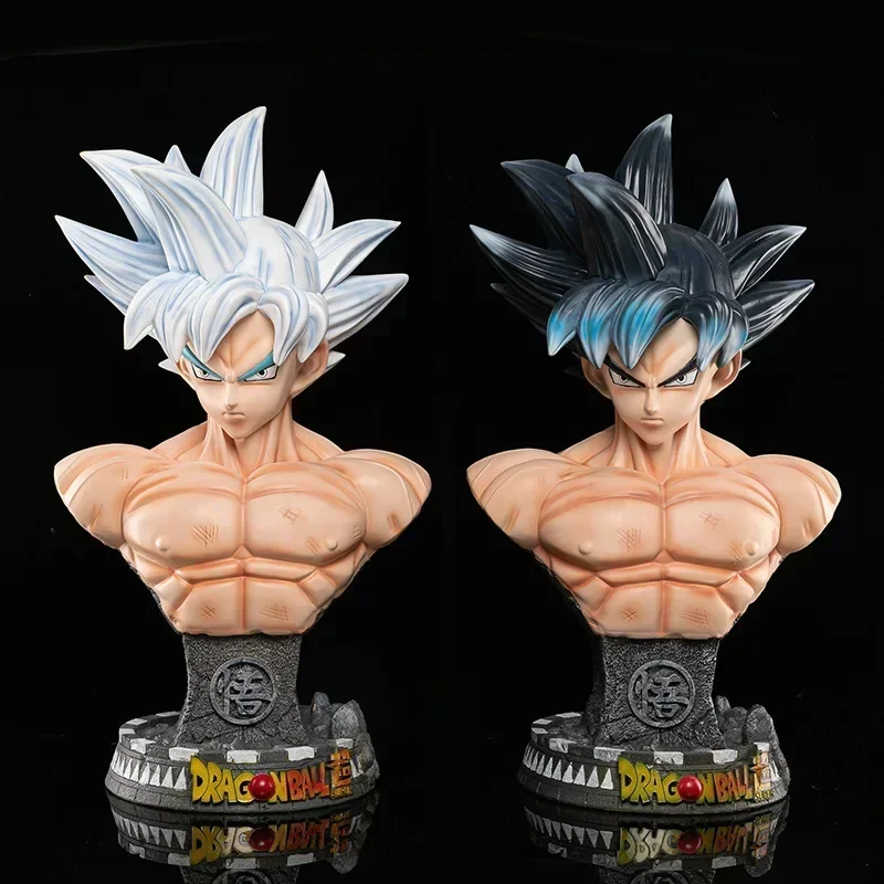 45cm Dragon Ball Goku Bust Gk Silver Hair Black Hair Extremely Free Spirit Resin Figure Toys Statue Model Collect Ornaments Gift