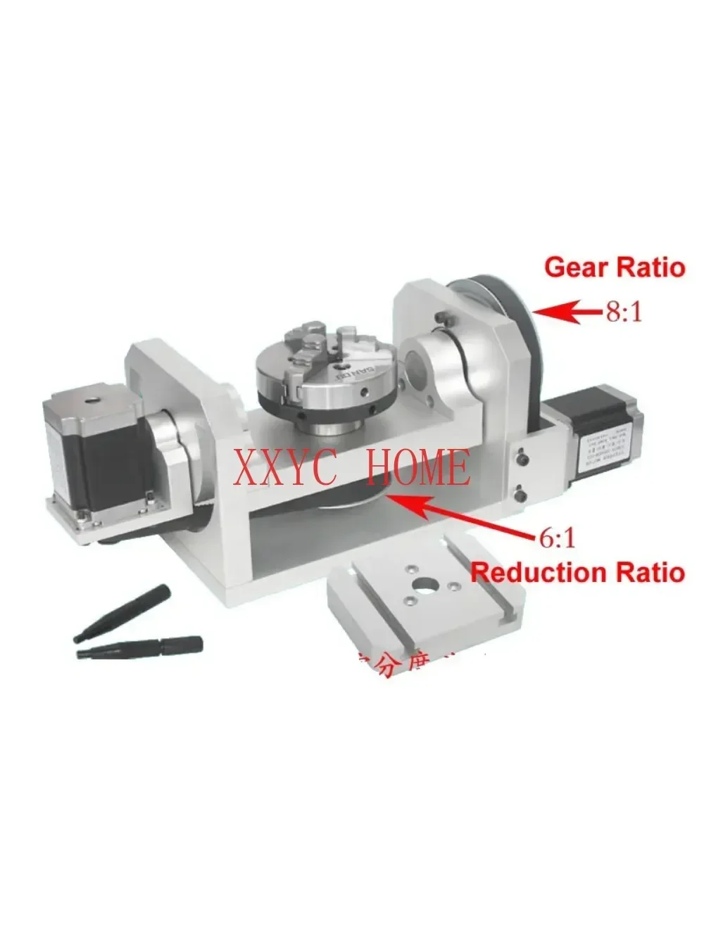 CNC 4th Axis 5 Axis A Rotary Aixs Center Height 98mm 100mm Chuck T Slot Table 100*125MM Gear Ratio